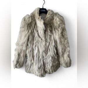 Vintage Arctic Fox Fur Jacket Cream White Glam 90s Y2K Mob Wife Medium